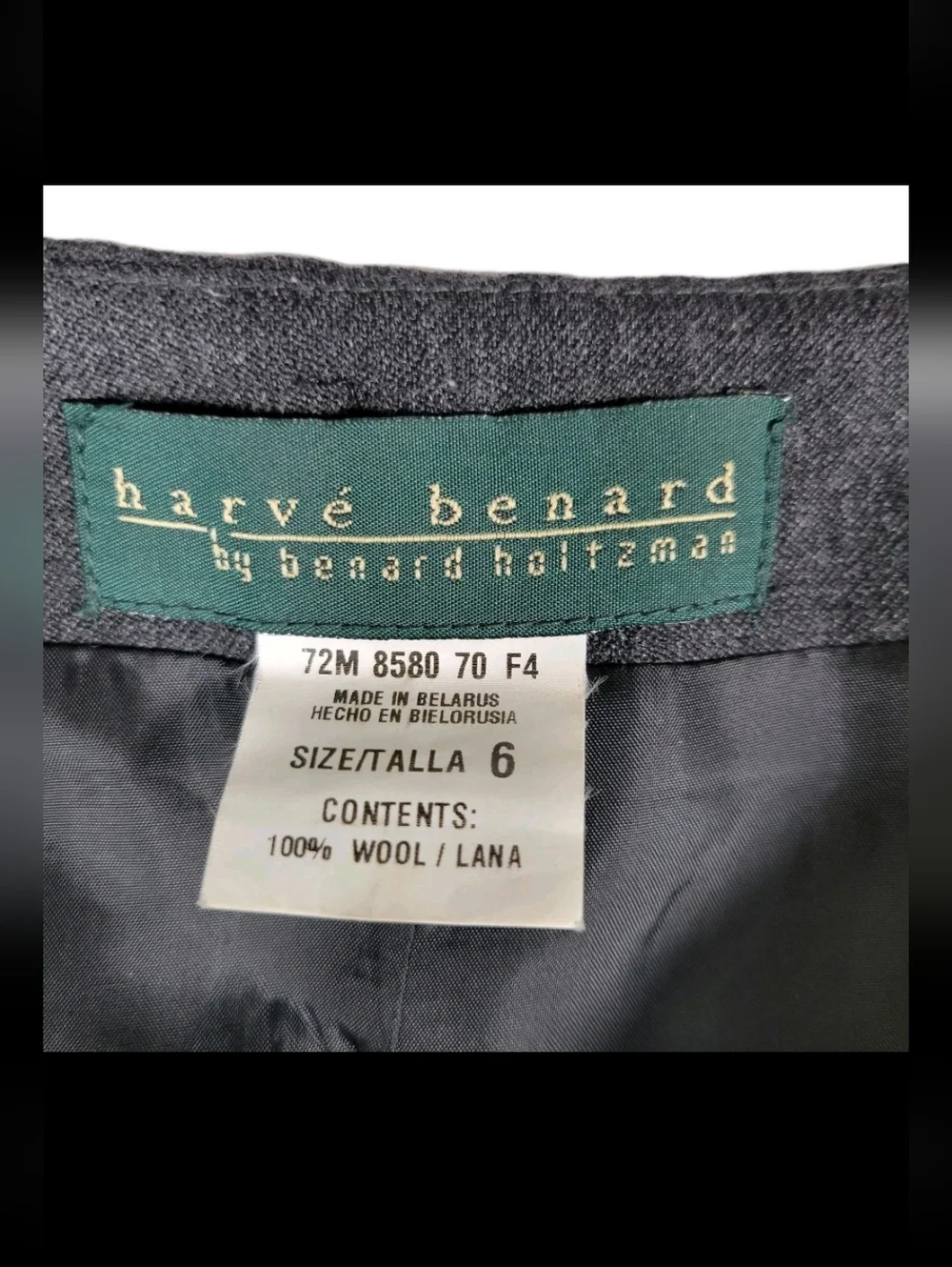 Harvey Benard Vintage Womens 100% Wool Midi Skirt Size 6 Gray EUC Academia Work